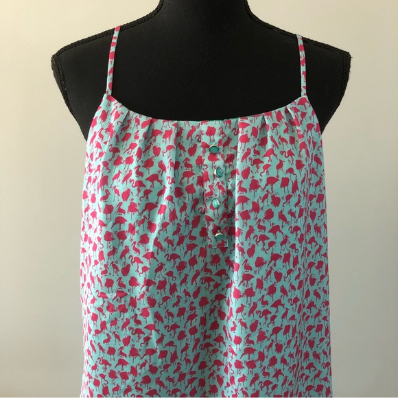 Women’s Schwiing Pink birds spaghetti strap tank top size L - Picture 3 of 11